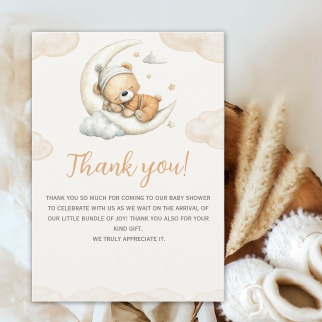 Cartão De Agradecimento Teddy Bear Baby Shower Thank You Card (Criador carregado)