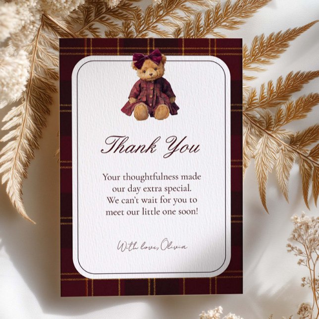 Cartão De Agradecimento Teddy Bear Baby Shower Thank You Card (Criador carregado)