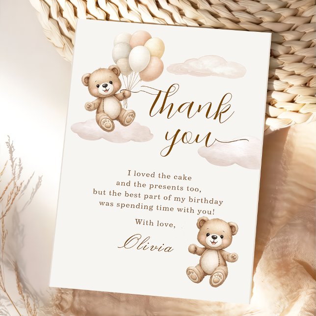 Cartão De Agradecimento Teddy Bear Birthday (Criador carregado)