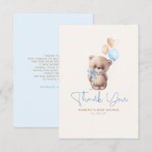 Teddy Bear Cute Boy Chá de fraldas Obrigado