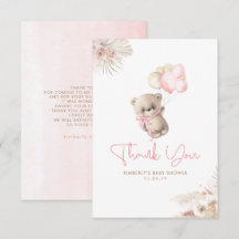 Teddy Bear Cute Girl Chá de fraldas Obrigado