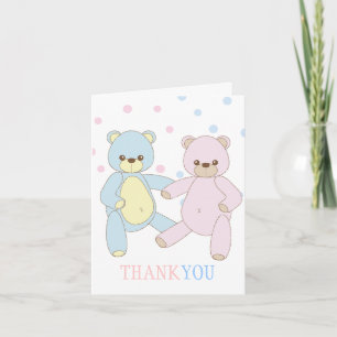 Cartão De Agradecimento Teddy Bear Gêmeos Obrigado Notecard