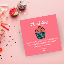 Cartão De Agradecimento Tema de Aniversário de 2 Anos Two Sweet Menina Cup