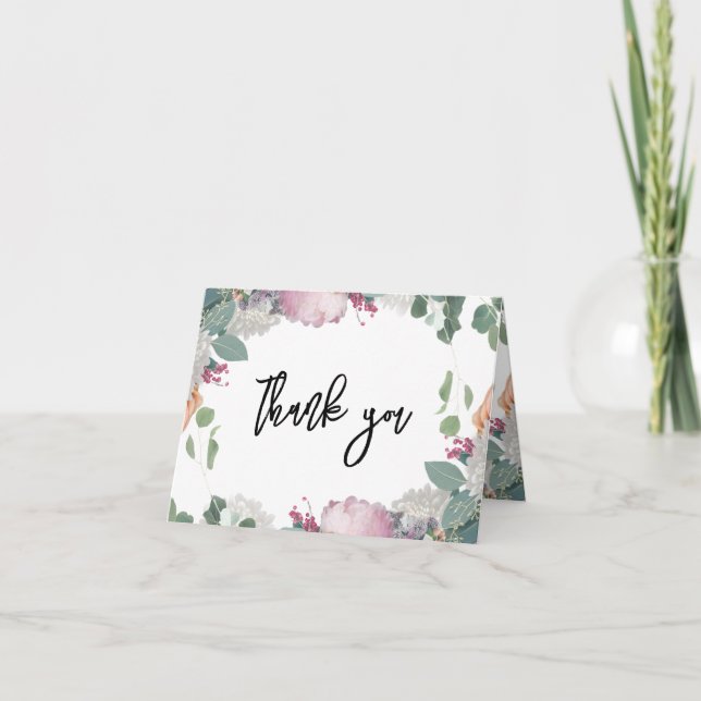 Cartão De Agradecimento Tema de Casamento Floral (Frente)