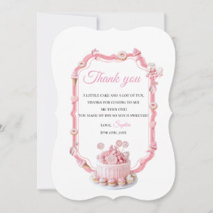 Cartão De Agradecimento Tema de Doce Rosa Donut