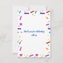 Cartão De Agradecimento Tema de Festa de aniversário de borrifagem doce