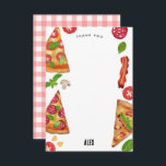 Cartão De Agradecimento Tema de Festa de Pizza Aquarela Aniversário Crianç<br><div class="desc">Um design de tema de pizza em aquarela. Um ótimo design para festas de aniversário temáticas de pizza para crianças. Este design de fatias de pizza e ingredientes desenhados à mão em aquarela é ideal para qualquer pessoa que ama pizza, culinária e comida italiana. Um ótimo design para decoração de...</div>