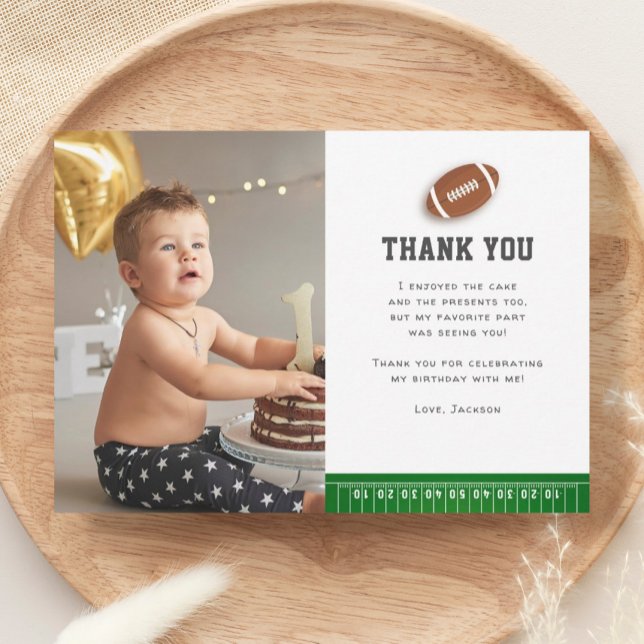 Cartão De Agradecimento Tema De Futebol No Primeiro Ano De Aniversário (Criador carregado)