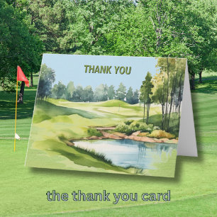 Cartão De Agradecimento Tema de Golfe Cênico Aquarela Aniversário Adulto