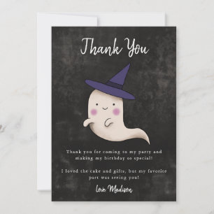 Cartão De Agradecimento Tema de Halloween Little Boo para Festa de Anivers