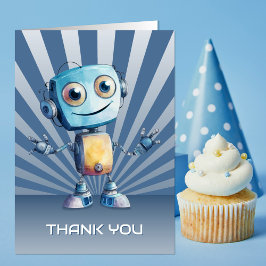 Cartão De Agradecimento Tema de Robô Aniversário Obrigado