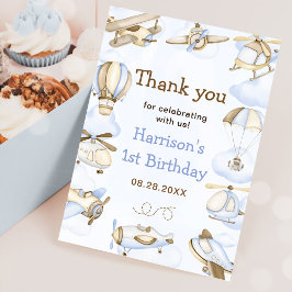 Cartão De Agradecimento Tema do avião de Menino Bonito