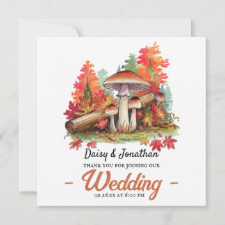 Cartão De Agradecimento Tema do outono com casamento de cor d'água de cogu