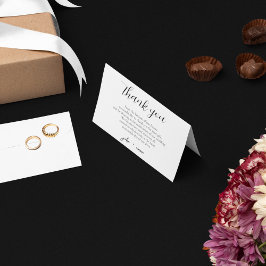 Cartão De Agradecimento Tema Elegante de Casamento Negro e Branco