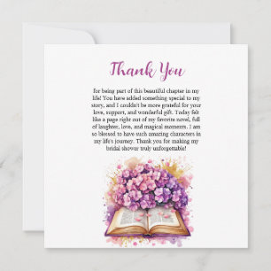 Cartão de Agradecimento Tema Livro de Hortênsias