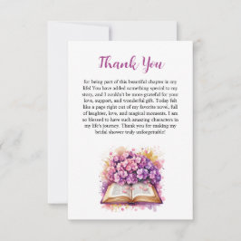 Cartão de Agradecimento Tema Livro de Hortênsias