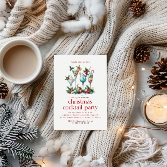 Cartão De Agradecimento Tema Natal Festa de Cocktail Obrigado (Criador carregado)