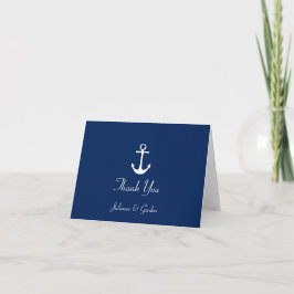 Cartão De Agradecimento Tema Náutico Azul Marinho Listras Brancas Obrigado