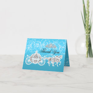 Cartão de Agradecimento Tema Princesa Brilho Azul