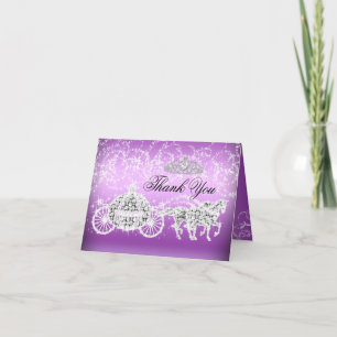 Cartão de Agradecimento Tema Princesa Brilho Roxo