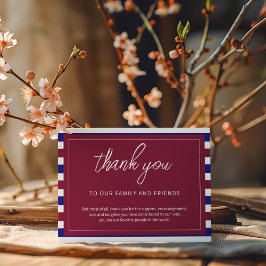 Cartão De Agradecimento Tema Real de Casamento Vermelho e Azul