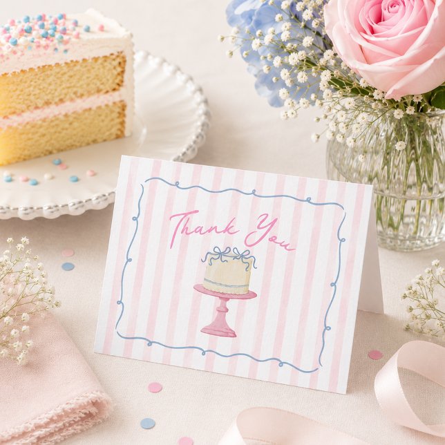 Cartão de agradecimento temático de bolo fofo (Cute Cake Themed Thank You Card)