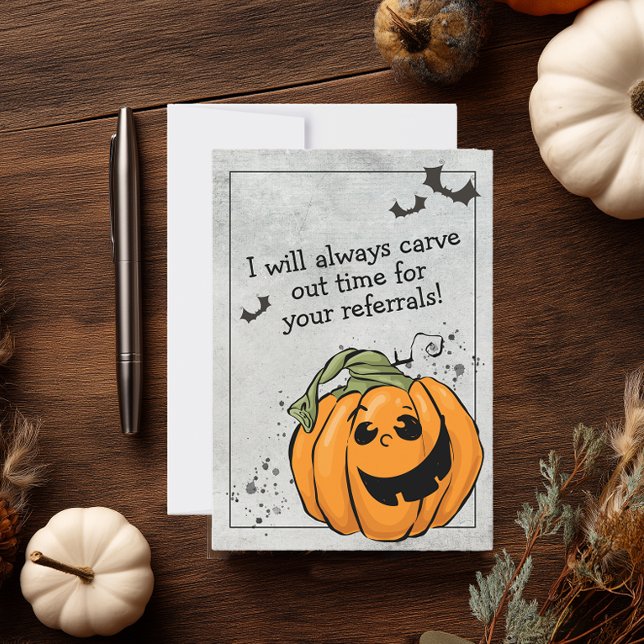 Cartão De Agradecimento Tempo de espera para o seu Halloween de referência (Cute Halloween Business Marketing Card)
