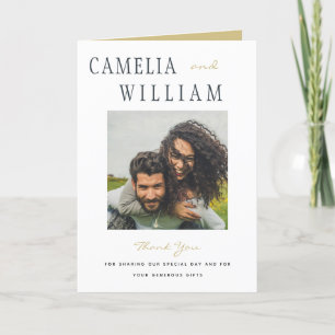 Cartão De Agradecimento Tendência de Casamento Minimalista Moderno FOTO Ag