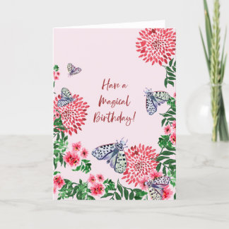 Cartão De Agradecimento Tenha uma placa de aniversário mágica com mariposa