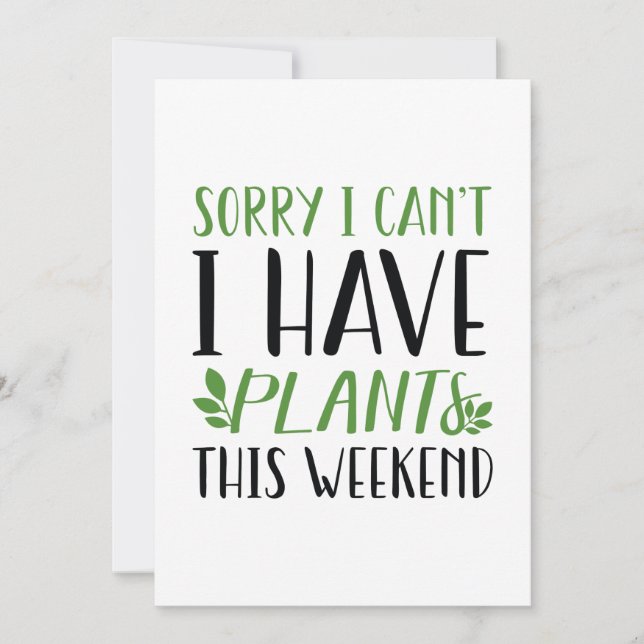 Cartão De Agradecimento Tenho Plantas Neste Fim De Semana (Frente)