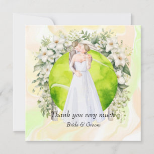 Cartão De Agradecimento Tênis Bride e noiva na Tênis Ball para Casamento