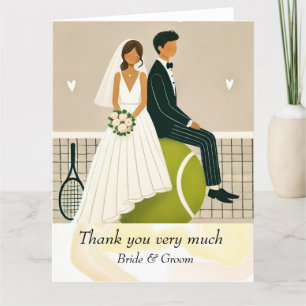 Cartão De Agradecimento Tênis Bride e noiva na Tênis Ball para Casamento