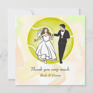 Cartão De Agradecimento Tênis Bride e noiva na Tênis Ball para Casamento