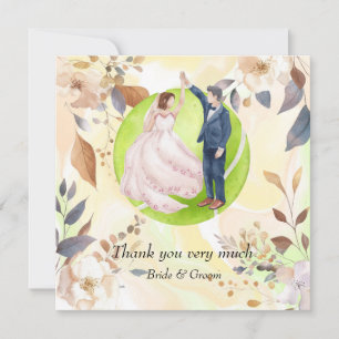 Cartão De Agradecimento Tênis Bride e noiva na Tênis Ball para Casamento