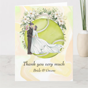 Cartão De Agradecimento Tênis Bride e noiva na Tênis Ball para Casamento