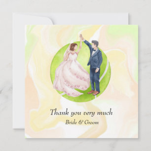 Cartão De Agradecimento Tênis Bride e noiva na Tênis Ball para Casamento