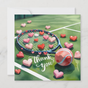 Cartão De Agradecimento Tênis e bola com amor de coração vermelho