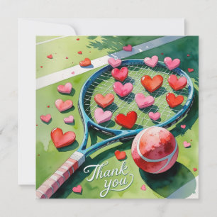 Cartão De Agradecimento Tênis e bola com amor de coração vermelho