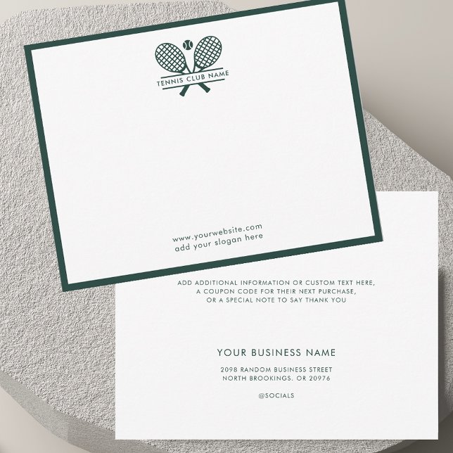 Cartão De Agradecimento Tênis Rackets Icon Club Name Green Borders (Tennis Rackets Icon Club Name Green Borders Thank You Card)