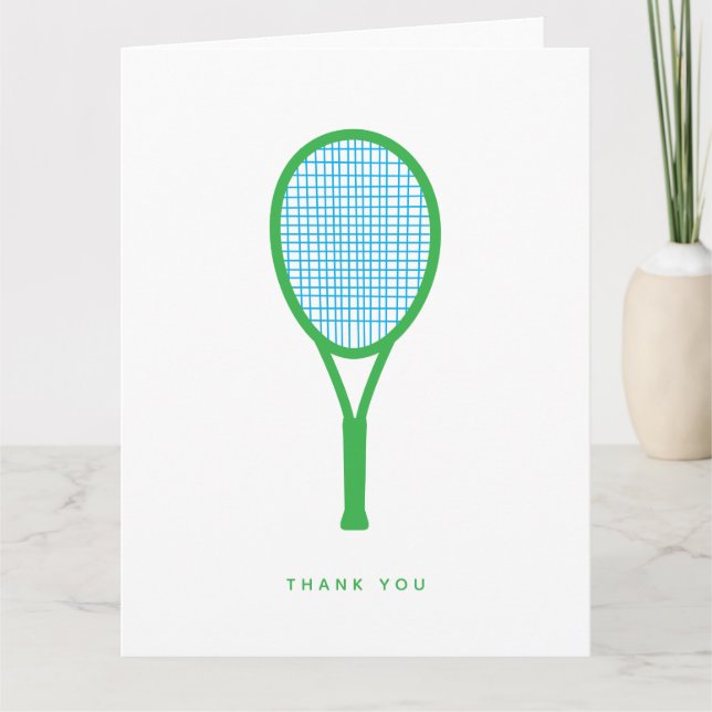 Cartão De Agradecimento Tênis Racquet e Ball Sports Green Blue (Frente)