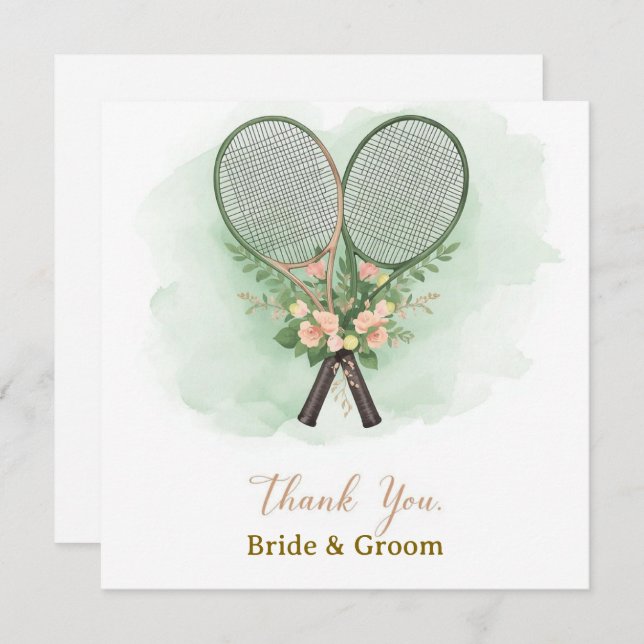 Cartão De Agradecimento Tennis Wedding Thank You Card  (Frente/Verso)