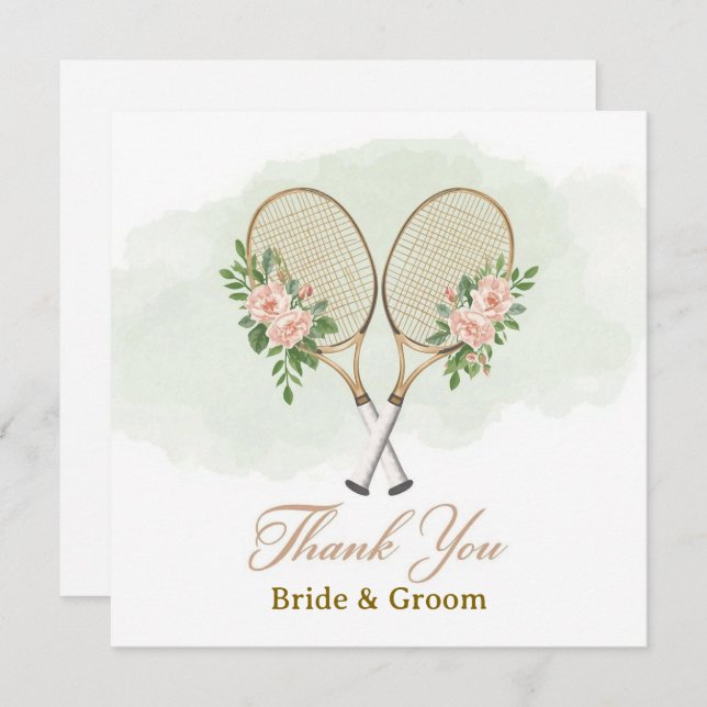 Cartão De Agradecimento Tennis Wedding Thank You Card  (Frente/Verso)