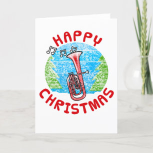 Cartão De Agradecimento Tenor Horn de Natal Hornist Brass Musico