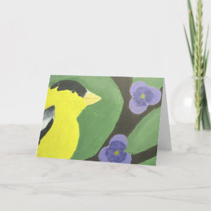 Cartão De Agradecimento Tentilhão com Violetas