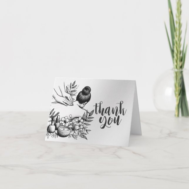 Cartão De Agradecimento Terapêutica de Massagem Terapia Mãos Energia Spa B (Frente)