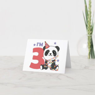 Cartão De Agradecimento Terceiro Aniversário Panda Para Crianças 3 Anos Ob