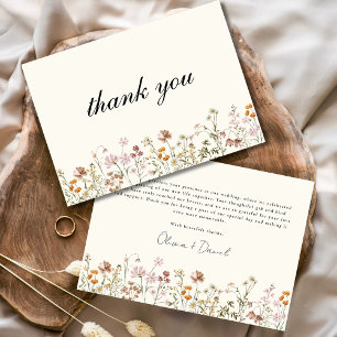Cartão De Agradecimento Terracota Bege de Flores Silvestres Casamento Boho