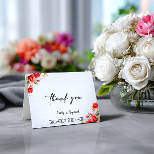 Cartão De Agradecimento Terracota Bege Floral Casamento