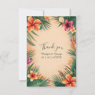 Cartão De Agradecimento Terracota Casamento Tropical Vintage Havaí