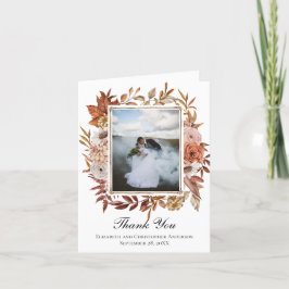 Cartão De Agradecimento Terracota Ferrugem Boho Floral Foto Casamento